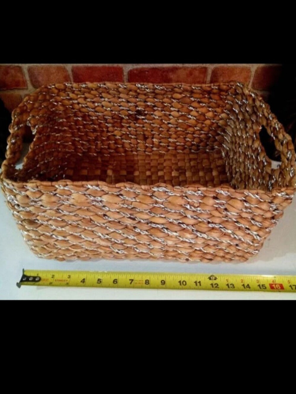 New Natural Woven Basket Handles Storage Toy Pet Blanket Craft Cottage Plush Bin